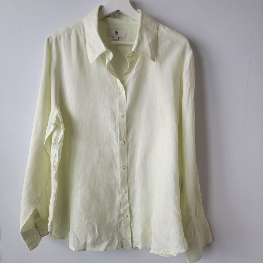 banana republic women's 100% linen button up tunic top size L coastal beachy